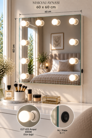 Luna Işıklı Makyaj Aynası 60x60cm
